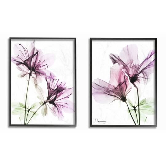 Stupell Industries Purple Flower Bloom Framed Wall Art Set
